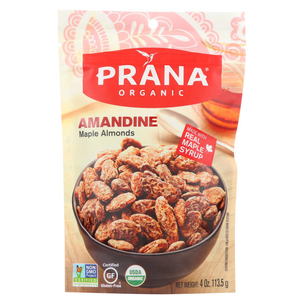 Prana Organic Amandine Maple Almonds  - Case of 8 - 4 OZ