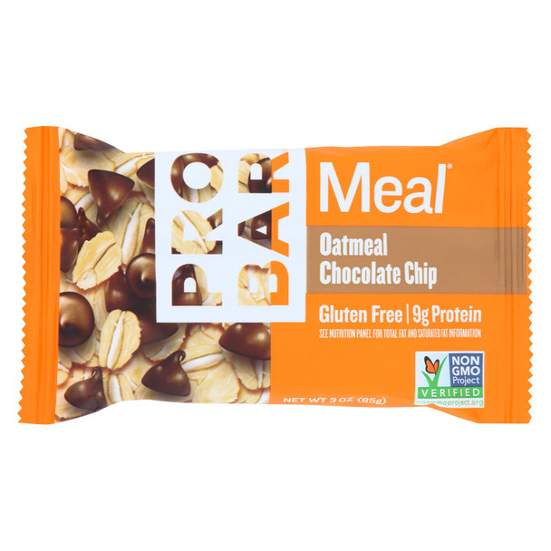 Probar Meal Bar Oatmeal Chocolate Chip  - Case of 12 - 3 OZ