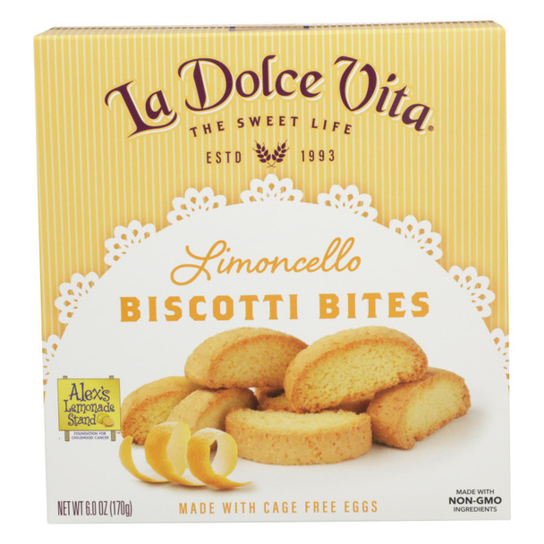 La Dolce Vita - Biscotti Bites Limoncello - Case of 6 - 6 OZ