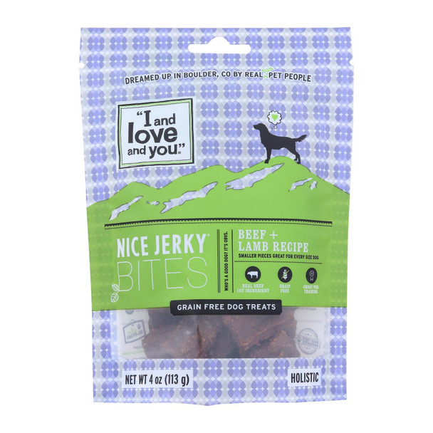 I And Love And You Nice Beef + Lamb Jerky Bites Dog Treats - Case of 6 - 4 OZ