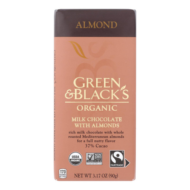 Green & Black's - Chocolate Milk W/almds - Case of 10 - 3.17 OZ
