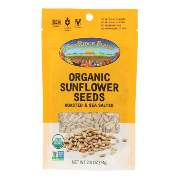 Sunridge Farms Organic Sunflower Seeds - Case of 8 - 2.6 OZ