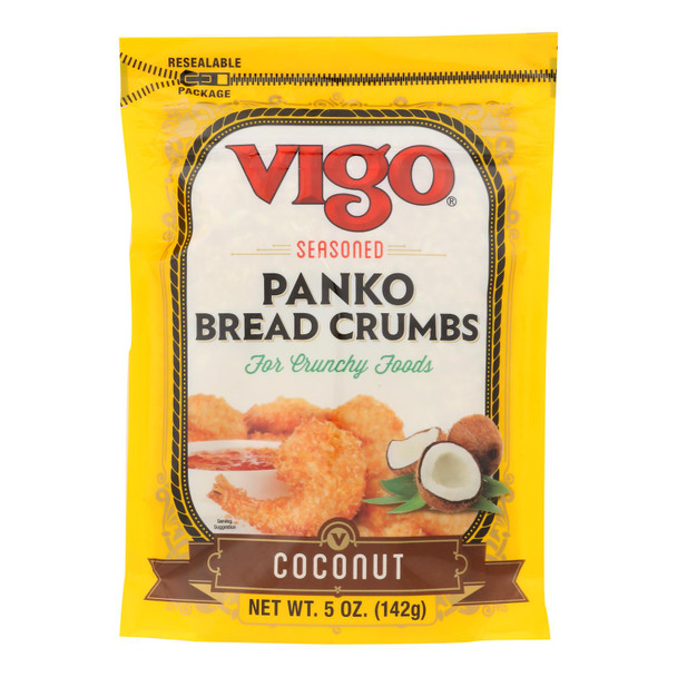 Vigo Coconut Seasoned Panko Bread Crumbs For Crunchy Foods Coconut - Case of 6 - 5 OZ