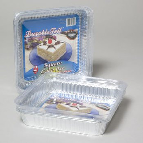 Durable Foil - Alum Pan Cake Sq W/lid - Case of 12 - 2 CT