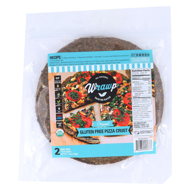 Wrawp Original Gluten Free Pizza Crust  - Case of 6 - 4.5 OZ