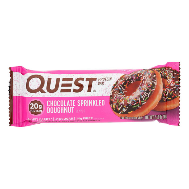 Quest - Bar Chocolate Sprkld Dghnut - Case of 12 - 2.12 OZ