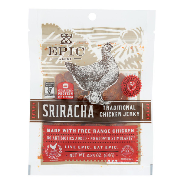 Epic - Jerky Traditional Chicken Sriracha - Case of 8 - 2.25 OZ
