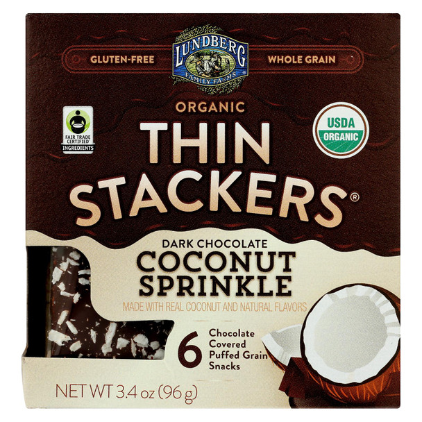 Lundberg Family Farms - Stackers Dark Chocolate Coconut - Case of 6 - 3.4 OZ