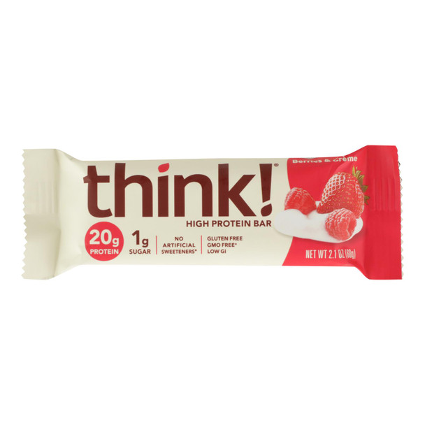 Think! Thin - Bar H-prot Berries&creme - Case of 10 - 2.1 OZ