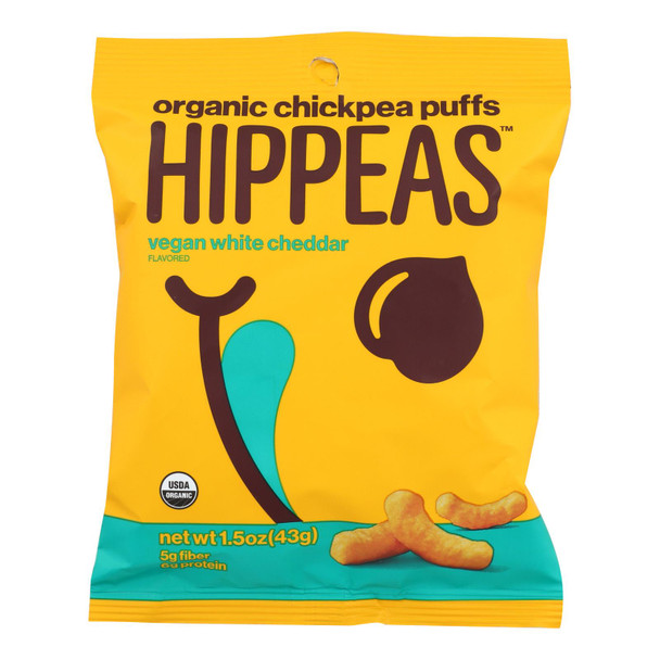 Hippeas Organic White Cheddar Chickpea Puffs - Case of 12 - 1.5 OZ
