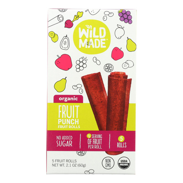 Wildmade Organic Fruit Punch Fruit Rolls - Case of 8 - 2.1 OZ