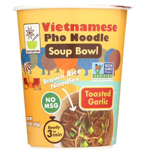 Star Anise Foods - Soup Bowl Pho Ndl Garlic - Case of 6 - 1.9 OZ