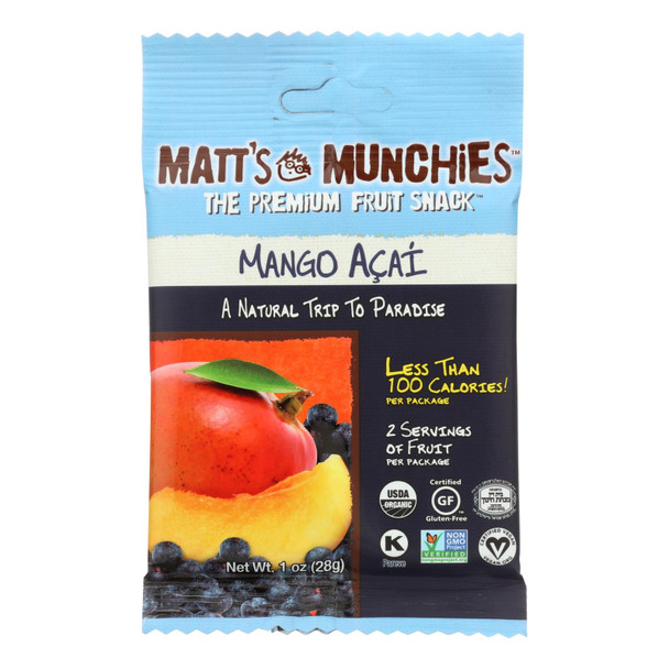 Matt's Munchies Mango Acai Fruit Snacks  - Case of 12 - 1 OZ