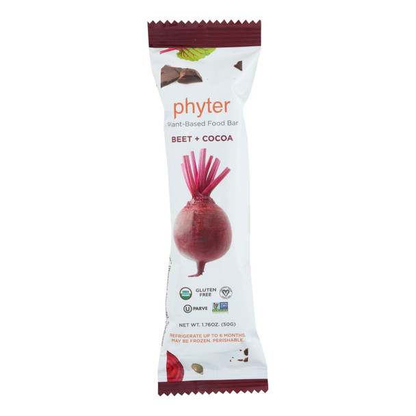 Phyter Foods Beet + Cocoa Plant-Based Food Bar - Case of 8 - 1.76 OZ