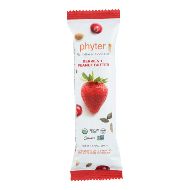 Phyter Foods Berries + Peanut Butter Plant-Based Food Bar - Case of 8 - 1.76 OZ