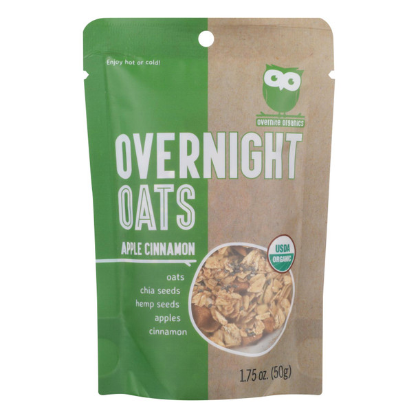 Overnite Organics - Overnight Oats Apple Cinnamon - Case of 8 - 1.75 OZ