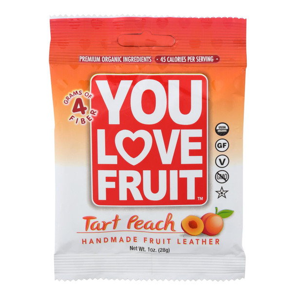 You Love Fruit Tart Peach Handmade Fruit Leather  - Case of 12 - 1 OZ