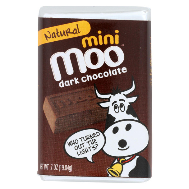 Natural Mini Moo Dark Chocolate Bar  - Case of 14 - .07 OZ