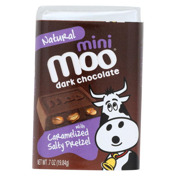 Mini Moo Dark Chocolate With Caramelized Salted Pretzel Bits  - Case of 14 - .07 OZ