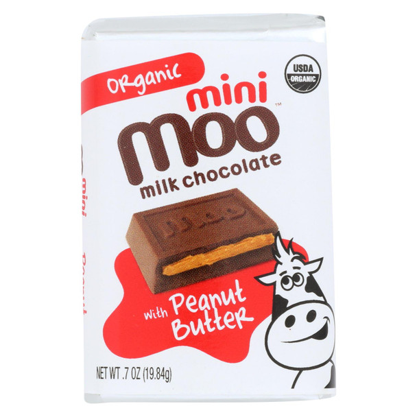 Moo Mini Milk Chocolate With Peanut Butter  - Case of 14 - .07 OZ