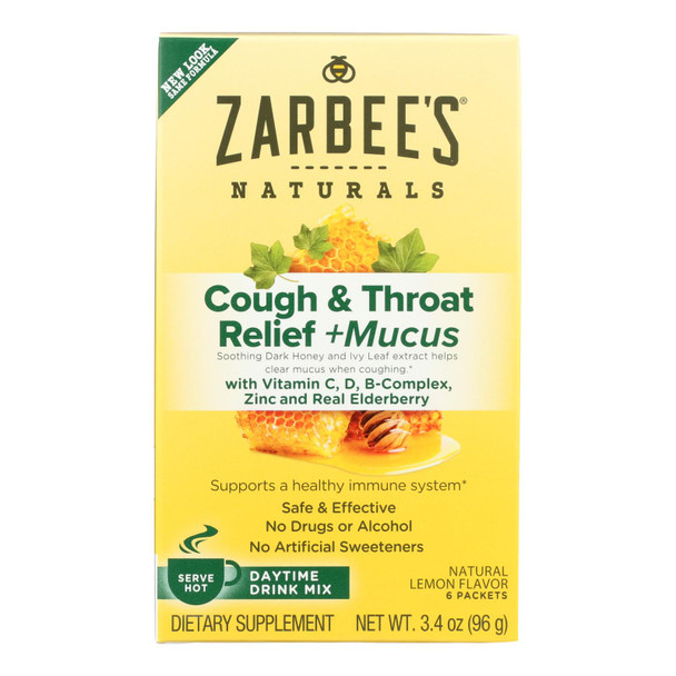 Zarbee's Naturals Cough & Throat Relief + Mucus Daytime Drink Mix  - 1 Each - 6 PKT