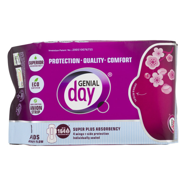Genial Day - Pads Heavy Flow Eco - 1 Each - 8 CT