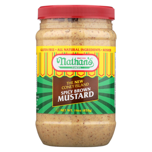 Nathans Nathan's Spicy Brown Mustard - Case of 12 - 16 OZ