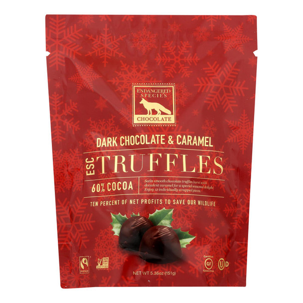 Endangered Species Chocolate - Truffles Dark Chocolate Caramel - Case of 12 - 5.36 OZ