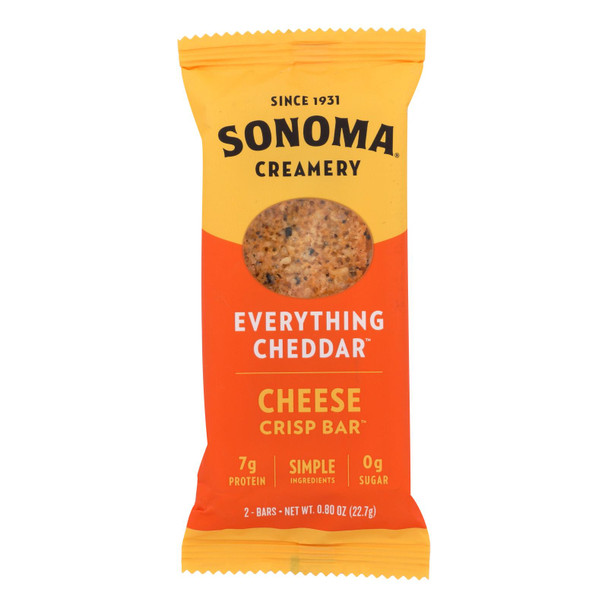 Sonoma Creamery Everything Cheddar Cheese Crisp Bar - Case of 12 - .8 OZ