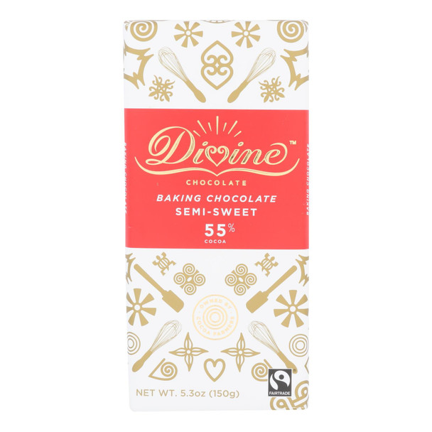 Divine - Baking Bar Semi Sweet 55% - Case of 12 - 5.3 OZ
