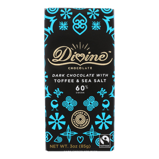 Divine - Bar Dark Chocolate Tof/sslt 60% - Case of 12 - 3 OZ