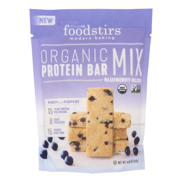 Foodstirs Organic Blueberry Bliss Protein Bar Mix - Case of 6 - 14.8 OZ