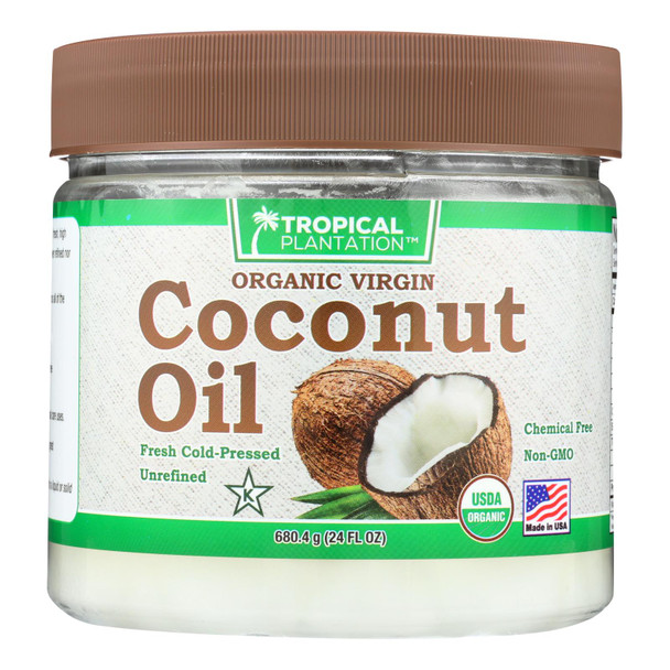 Tropical Plantation Organic Virgin Coconut Oil - Case of 4 - 24 FZ