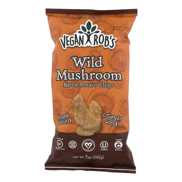 Vegan Rob's - Chips Kttl Wild Mushroom - Case of 12 - 5 OZ