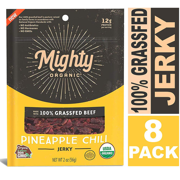 Mighty Organic - Beef Jrky Pneapl Chil - Case of 8 - 2 OZ