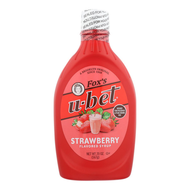 Fox's U-Bet U-Bet, Fox's, Strawberry Syrup, Strawberry - Case of 12 - 20 OZ