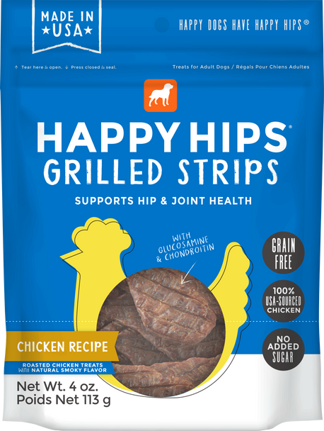 Happy Hips - Strips Green Free Chicken - Case of 12 - 4 OZ