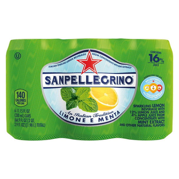 San Pellegrino Italian Sparkling Lemon Beverage From Concentrate With Mint Extract - Case of 4 - 6/11.15F