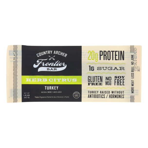 Country Archer Herb Citrus Turkey Meat Bars  - Case of 12 - 1.5 OZ