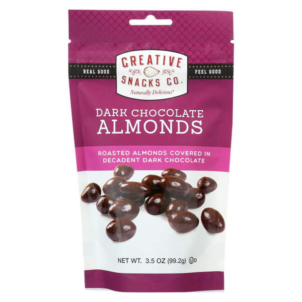 Creative Snacks Co. Dark Chocolate Almonds  - Case of 6 - 3.5 OZ