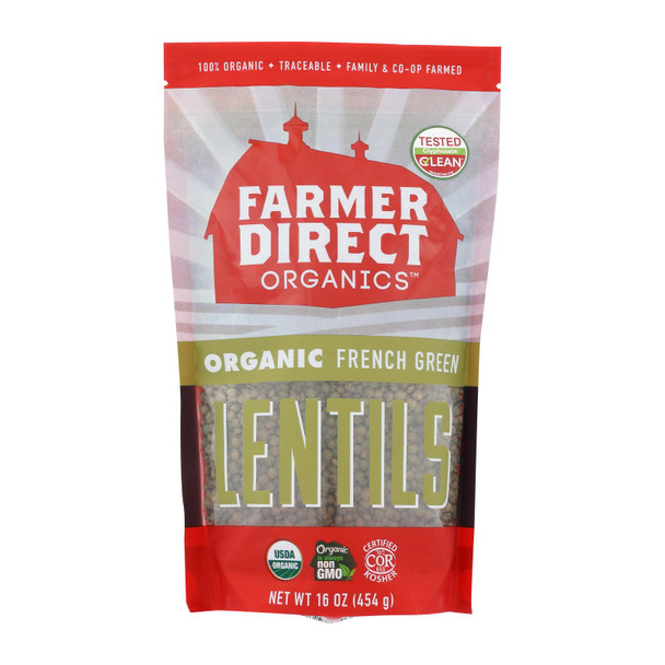 Farmer Direct Co-Op Organic French Green Lentils - Case of 12 - 1 LB