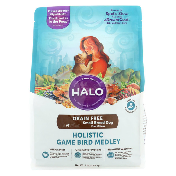 Halo, Purely For Pets Small Breed, Holistic Game Bird Medley  - Case of 5 - 4 LB