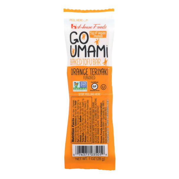 House Foods Go Umami Baked Orange Teriyaki Tofu Bar  - Case of 10 - 1 OZ