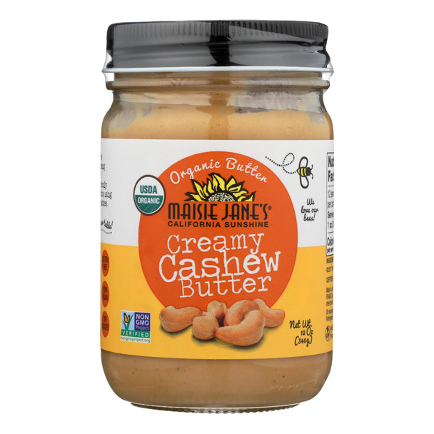 Maisie Jane's California Sunshine Organic Creamy Cashew Butter  - Case of 12 - 12 OZ