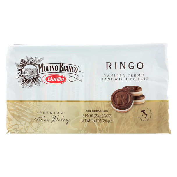 Mulino Bianco Barilla Ringo Vanilla Creme Sandwich Cookie  - Case of 12 - 11.64 OZ