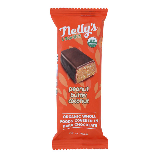 Nelly's Organics Peanut Butter & Coconut Bar  - Case of 9 - 1.6 OZ