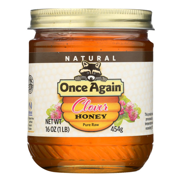 Once Again Clover Honey, Pure Raw Grade A  - Case of 6 - 1 LB