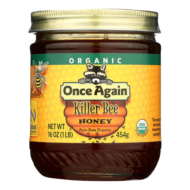 Once Again Killer Bee Honey, Pure Raw Organic Grade A  - 1 Each - 1 LB