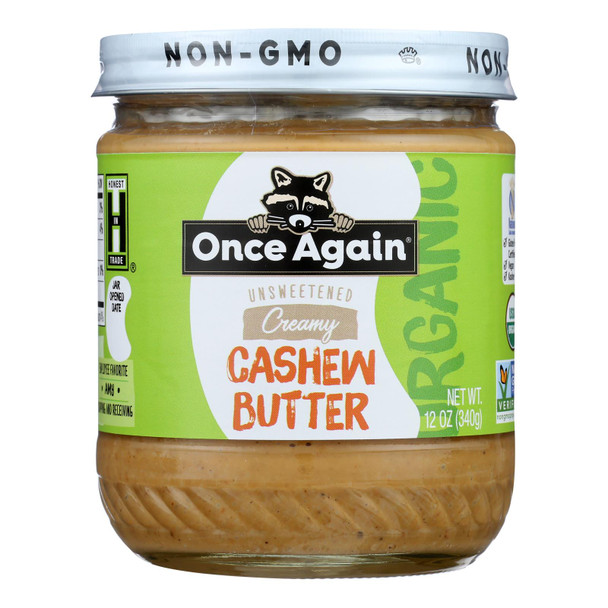 Once Again Organic Creamy Cashew Butter  - Case of 6 - 12 OZ