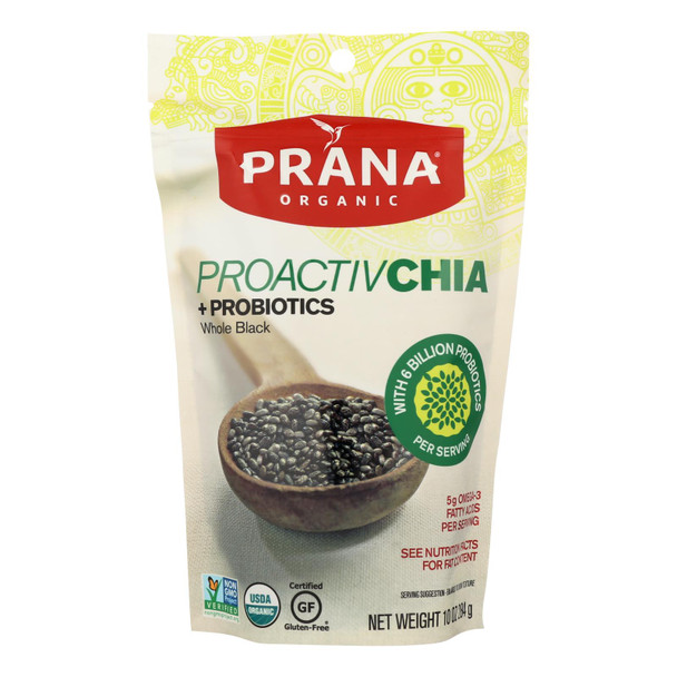 Prana Whole Black Chia With Probiotics, With 6 Billion Probiotics Per Serving,  - Case of 6 - 10 OZ